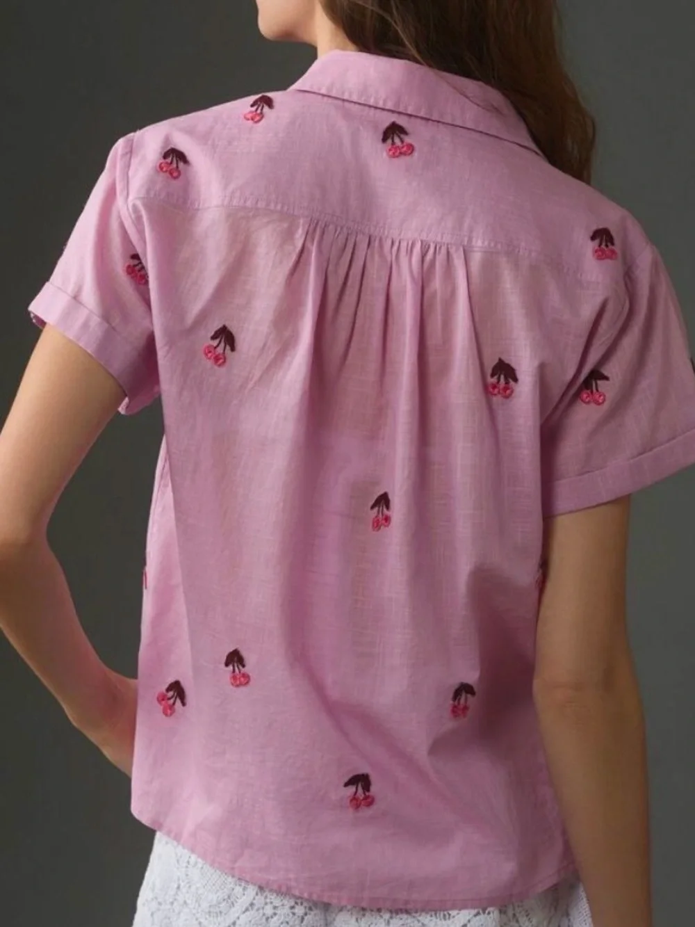Anthropologie Maeve Cherry Surf Buttondown Shirt - Picture 2 of 9